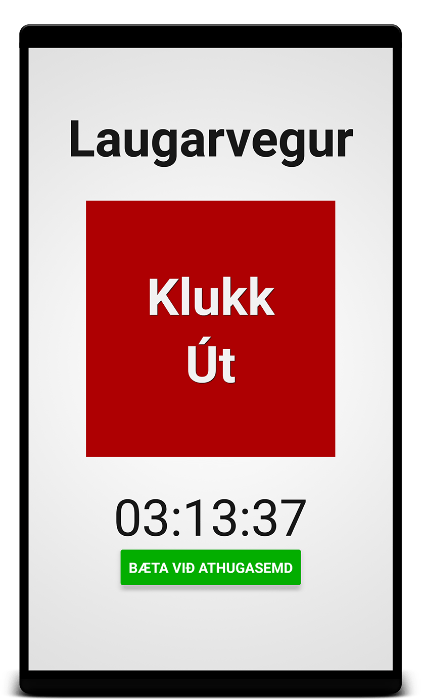 Tímavera app screenshot showing a user clocked into a project and timer is ticking